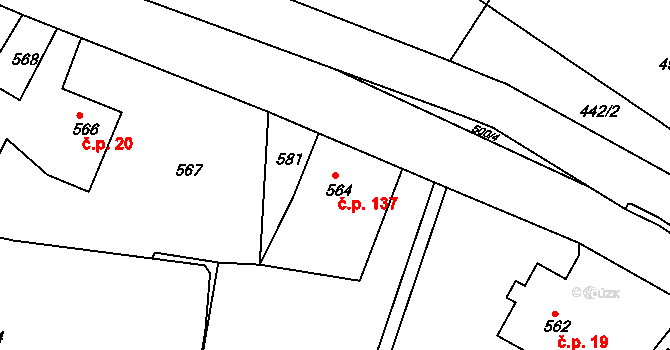 Děčín XXXII-Boletice nad Labem 137, Děčín na parcele st. 564 v KÚ Boletice nad Labem, Katastrální mapa