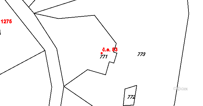 Smržovka 53 na parcele st. 771/1 v KÚ Smržovka, Katastrální mapa