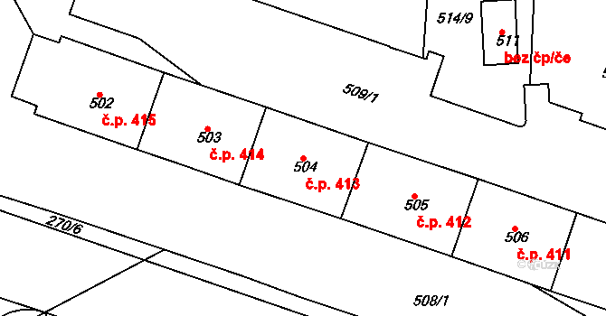 Řetenice 413, Teplice na parcele st. 504 v KÚ Teplice-Řetenice, Katastrální mapa