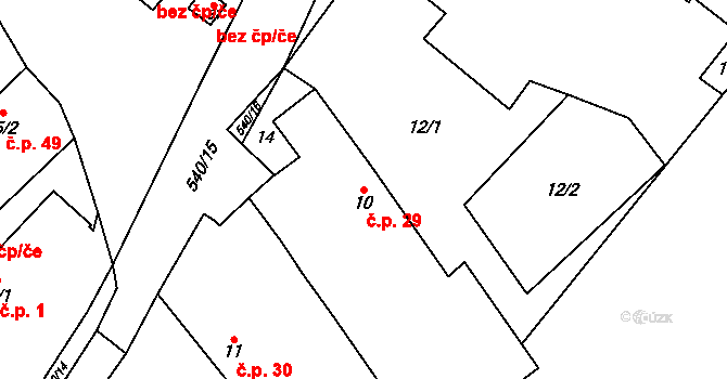 Štítov 29, Blovice na parcele st. 10 v KÚ Štítov u Blovic, Katastrální mapa