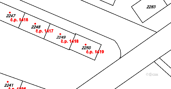 Sokolov 1419 na parcele st. 2250 v KÚ Sokolov, Katastrální mapa