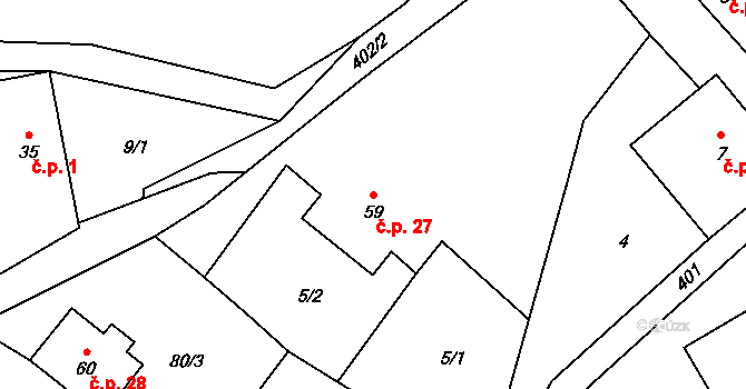Radenov 27, Blatno na parcele st. 59 v KÚ Radenov, Katastrální mapa