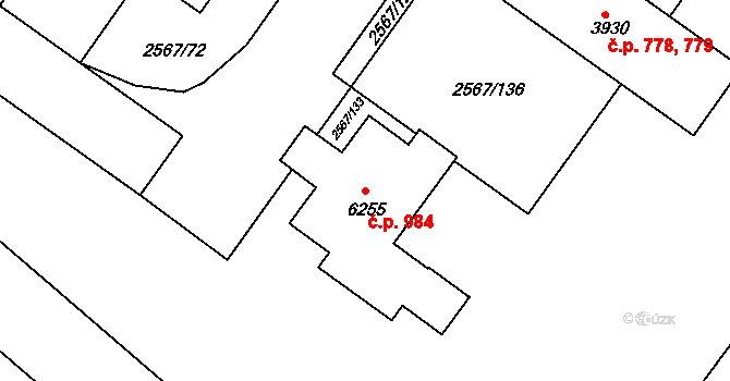 Kolín II 984, Kolín na parcele st. 6255 v KÚ Kolín, Katastrální mapa