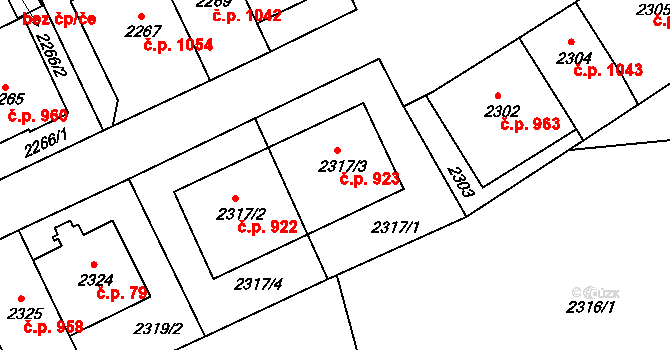 Michle 923, Praha na parcele st. 2317/3 v KÚ Michle, Katastrální mapa