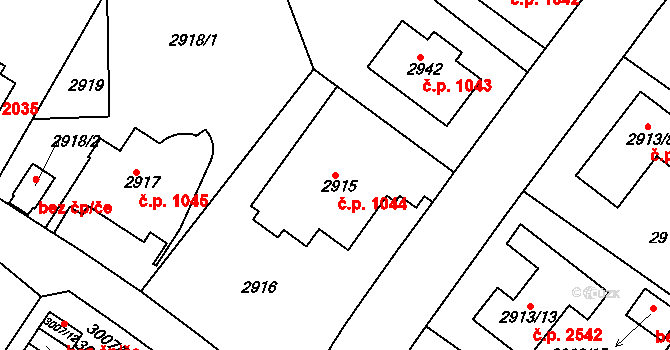 Dejvice 1044, Praha na parcele st. 2915 v KÚ Dejvice, Katastrální mapa