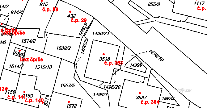 Kryblice 363, Trutnov na parcele st. 3538 v KÚ Trutnov, Katastrální mapa