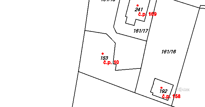 Starý Rožmitál 10, Rožmitál pod Třemšínem na parcele st. 153 v KÚ Starý Rožmitál, Katastrální mapa