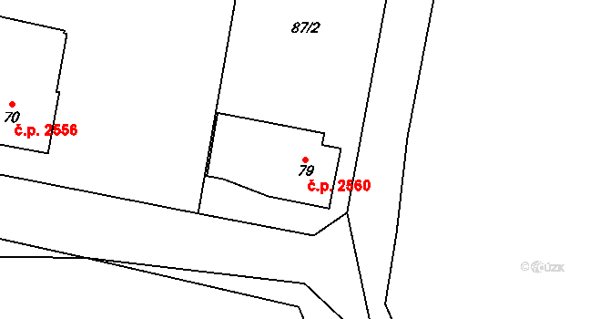 Dvůr Králové nad Labem 2560 na parcele st. 79 v KÚ Sylvárov, Katastrální mapa