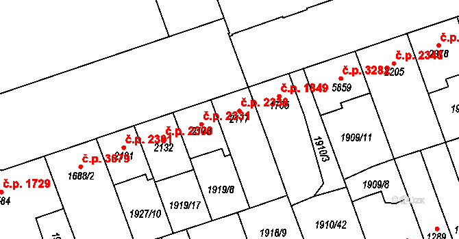 Hodonín 2338 na parcele st. 2177 v KÚ Hodonín, Katastrální mapa