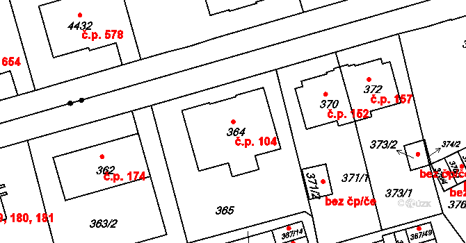 Liberec IX-Janův Důl 104, Liberec na parcele st. 364 v KÚ Janův Důl u Liberce, Katastrální mapa
