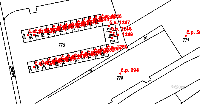 Kuřim 1251 na parcele st. 4175 v KÚ Kuřim, Katastrální mapa