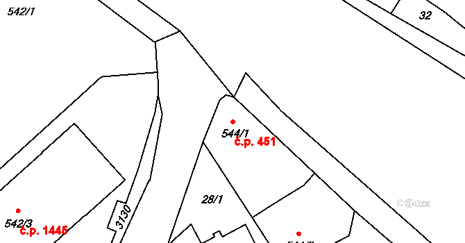 Ústí nad Orlicí 451 na parcele st. 544/1 v KÚ Ústí nad Orlicí, Katastrální mapa