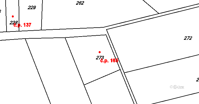 Velké Chvalovice 165, Pečky na parcele st. 273 v KÚ Velké Chvalovice, Katastrální mapa