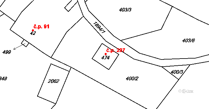 Adolfovice 297, Bělá pod Pradědem na parcele st. 474 v KÚ Adolfovice, Katastrální mapa