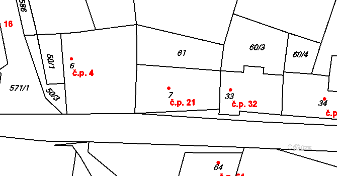 Lžovice 21, Týnec nad Labem na parcele st. 7 v KÚ Lžovice, Katastrální mapa