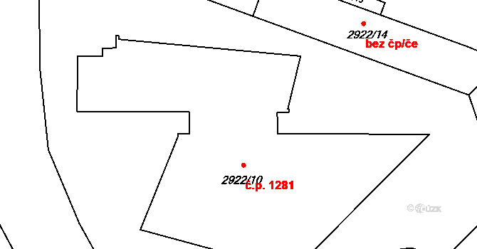 Stodůlky 1281, Praha na parcele st. 2922/10 v KÚ Stodůlky, Katastrální mapa