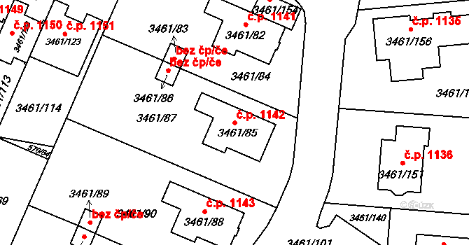 Svinov 1142, Ostrava na parcele st. 3461/85 v KÚ Svinov, Katastrální mapa