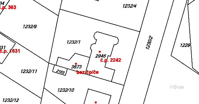 Brandýs nad Labem 2242, Brandýs nad Labem-Stará Boleslav na parcele st. 2946 v KÚ Brandýs nad Labem, Katastrální mapa