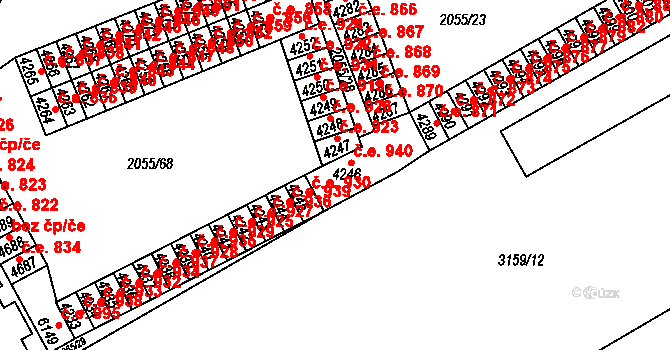 Hodonín 940 na parcele st. 4246 v KÚ Hodonín, Katastrální mapa
