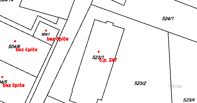 Fulnek 247 na parcele st. 523/1 v KÚ Fulnek, Katastrální mapa
