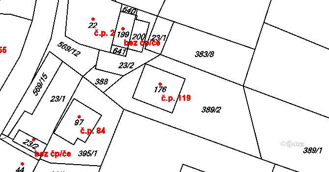 Termesivy 119, Havlíčkův Brod na parcele st. 176 v KÚ Termesivy, Katastrální mapa