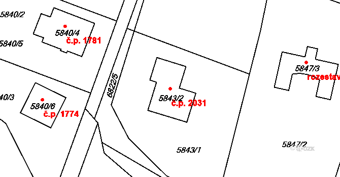 Rychvald 2031 na parcele st. 5843/2 v KÚ Rychvald, Katastrální mapa
