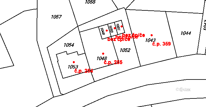 Lichnov 255 na parcele st. 1048 v KÚ Lichnov u Bruntálu, Katastrální mapa