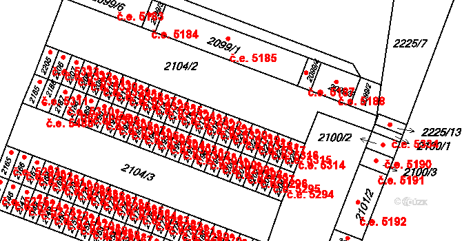 Kadaň 5319 na parcele st. 2219 v KÚ Kadaň, Katastrální mapa
