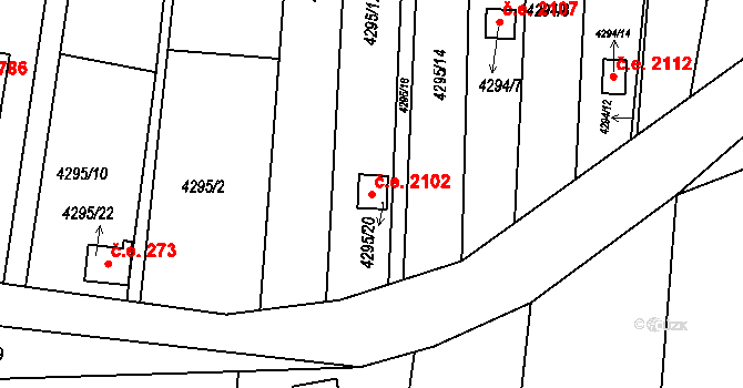 Louny 2102 na parcele st. 4295/20 v KÚ Louny, Katastrální mapa