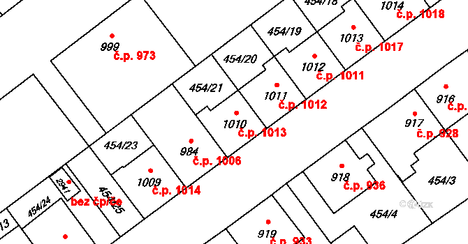 Přívoz 1013, Ostrava na parcele st. 1010 v KÚ Přívoz, Katastrální mapa