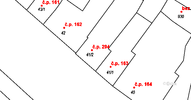 Křižanov 294 na parcele st. 41/2 v KÚ Křižanov, Katastrální mapa