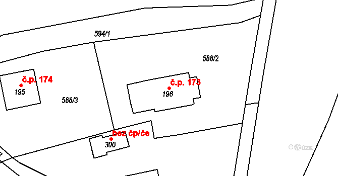 Štěpánov nad Svratkou 173 na parcele st. 196 v KÚ Štěpánov nad Svratkou, Katastrální mapa