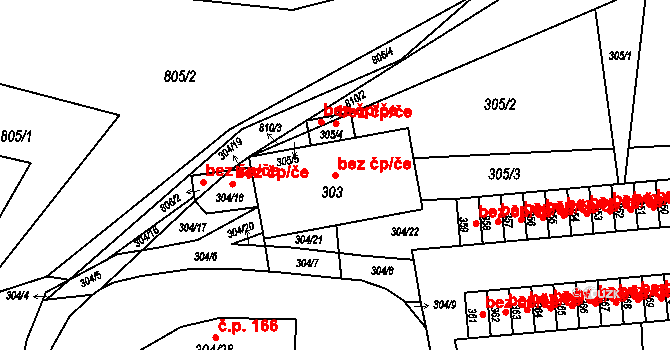 Fulnek 38941821 na parcele st. 303 v KÚ Jerlochovice, Katastrální mapa