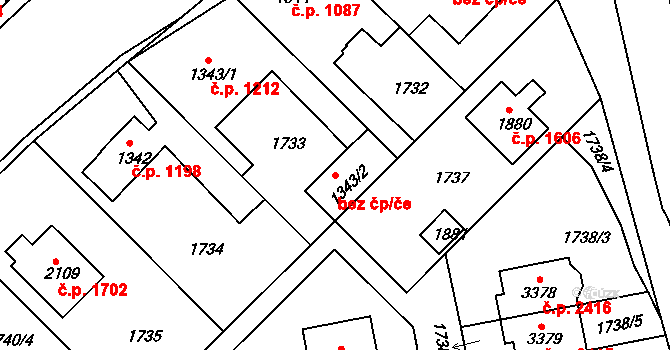 Brandýs nad Labem-Stará Boleslav 40033821 na parcele st. 1343/2 v KÚ Brandýs nad Labem, Katastrální mapa
