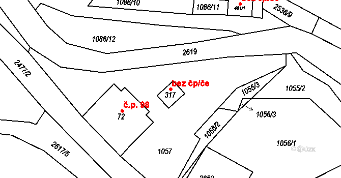 Oldřiš 40169821 na parcele st. 317 v KÚ Oldřiš u Poličky, Katastrální mapa