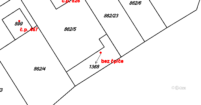 Litovel 40864821 na parcele st. 1368 v KÚ Litovel, Katastrální mapa