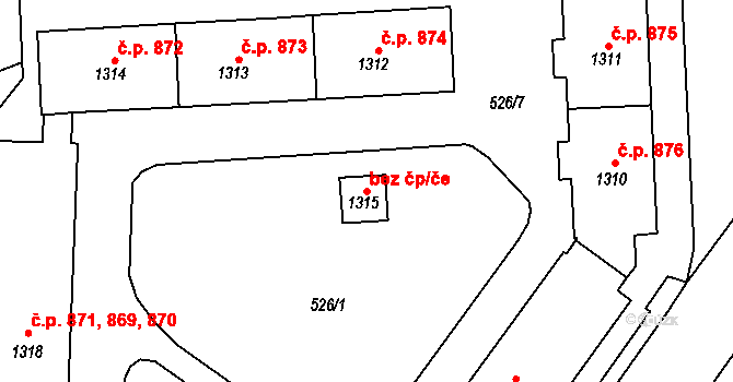 Vrchlabí 42116821 na parcele st. 1315 v KÚ Vrchlabí, Katastrální mapa