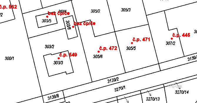 Píšť 472 na parcele st. 305/6 v KÚ Píšť, Katastrální mapa
