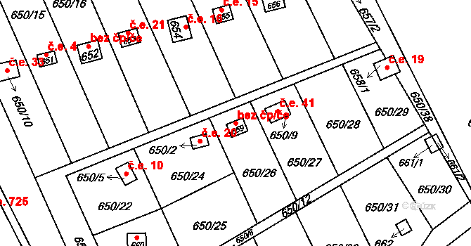 Přerov 43829821 na parcele st. 659 v KÚ Kozlovice u Přerova, Katastrální mapa
