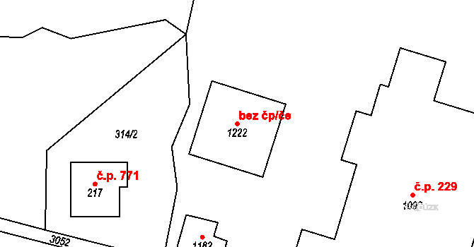Kořenov 44220821 na parcele st. 1222 v KÚ Polubný, Katastrální mapa