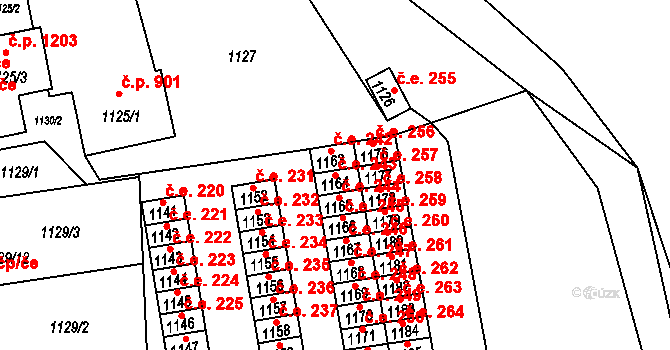 Šumbark 243, Havířov na parcele st. 1164 v KÚ Šumbark, Katastrální mapa