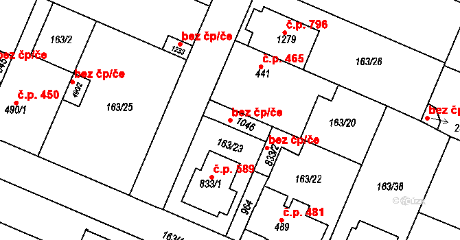 Kralupy nad Vltavou 45403821 na parcele st. 1046 v KÚ Lobeček, Katastrální mapa