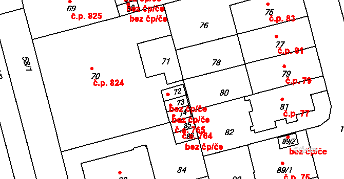 Brno 45545821 na parcele st. 72 v KÚ Černá Pole, Katastrální mapa