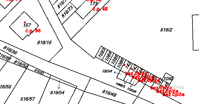 Hošťálkovy 45597821 na parcele st. 1083 v KÚ Hošťálkovy, Katastrální mapa