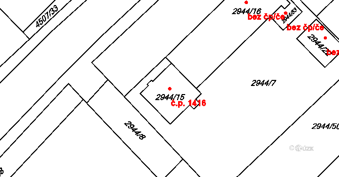 Hlučín 1416 na parcele st. 2944/15 v KÚ Hlučín, Katastrální mapa