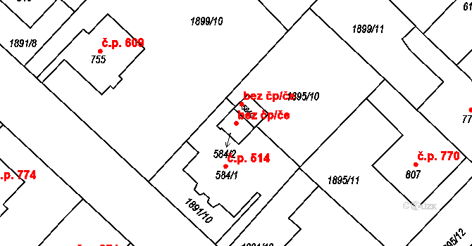 Tišnov 46060821 na parcele st. 584/2 v KÚ Tišnov, Katastrální mapa