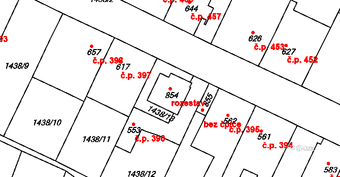 Hradec Králové 46317821 na parcele st. 854 v KÚ Plotiště nad Labem, Katastrální mapa