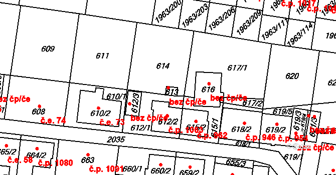 Praha 46847821 na parcele st. 613 v KÚ Kbely, Katastrální mapa