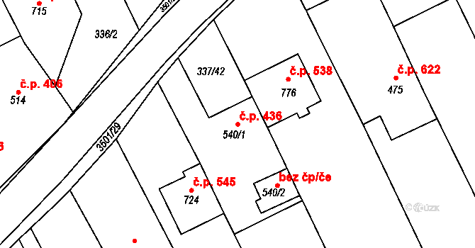 Březolupy 436 na parcele st. 540/1 v KÚ Březolupy, Katastrální mapa