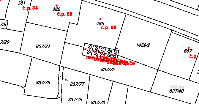Děčín 49028821 na parcele st. 1047 v KÚ Bynov, Katastrální mapa